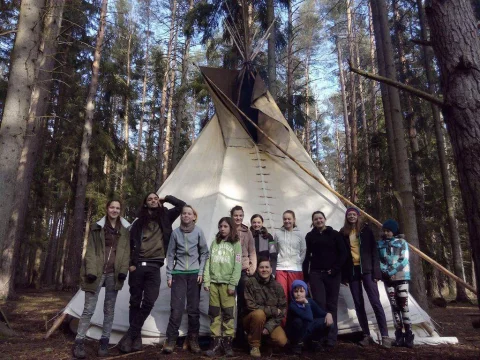 společná před teepee